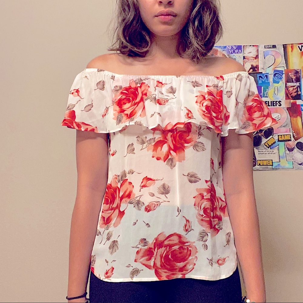 Reformation Off-shoulder Floral Top